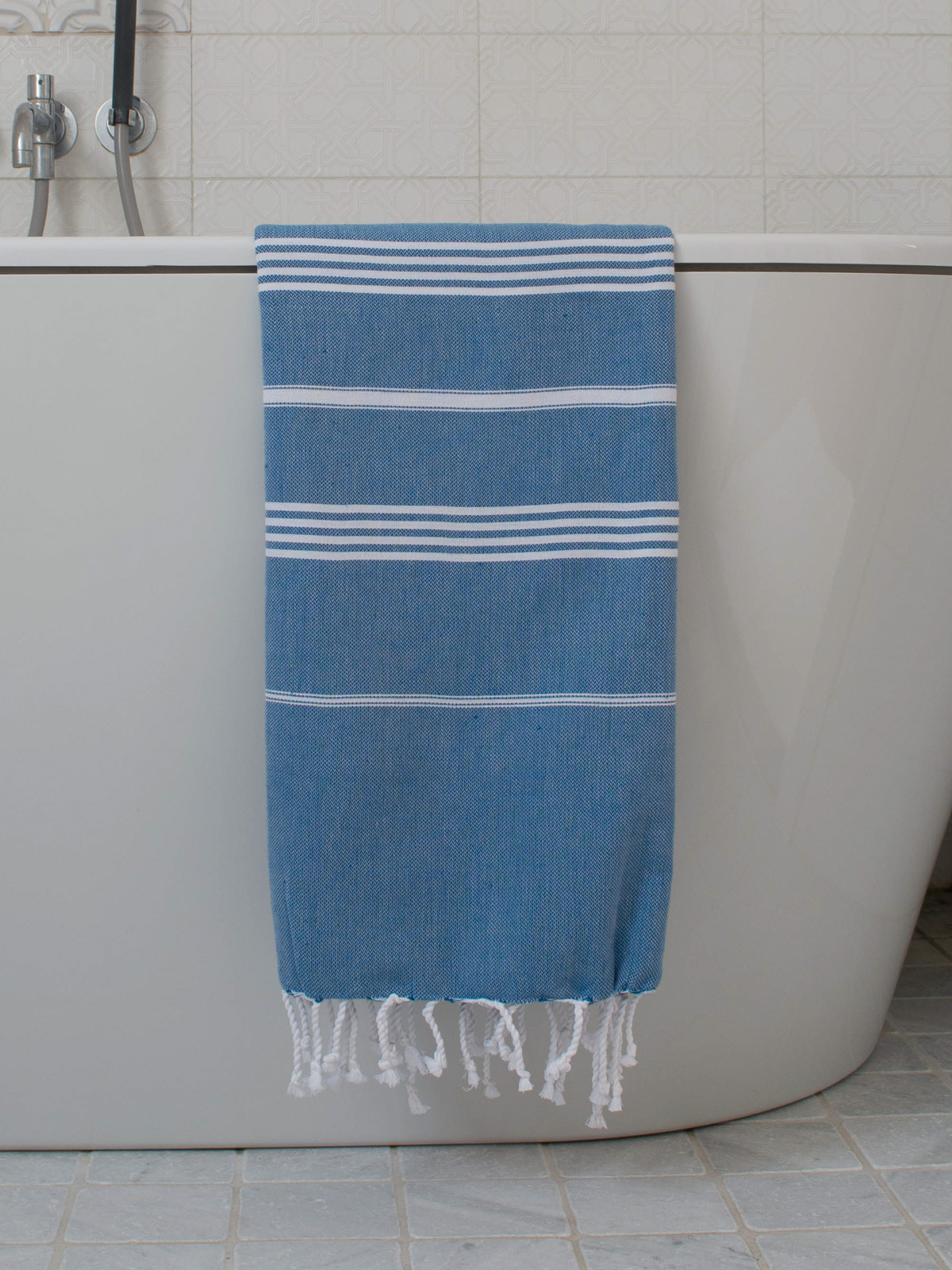 hammam towel ocean blue/white